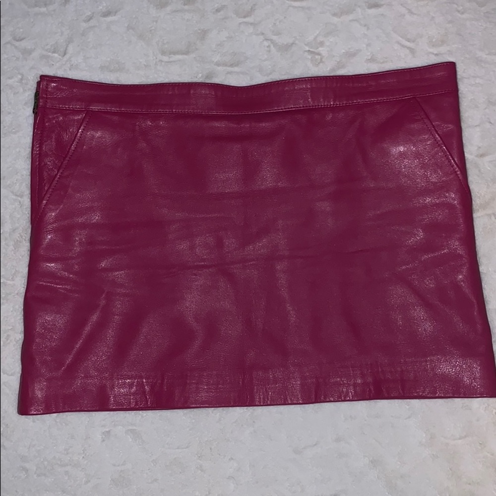 Pink leather skirt